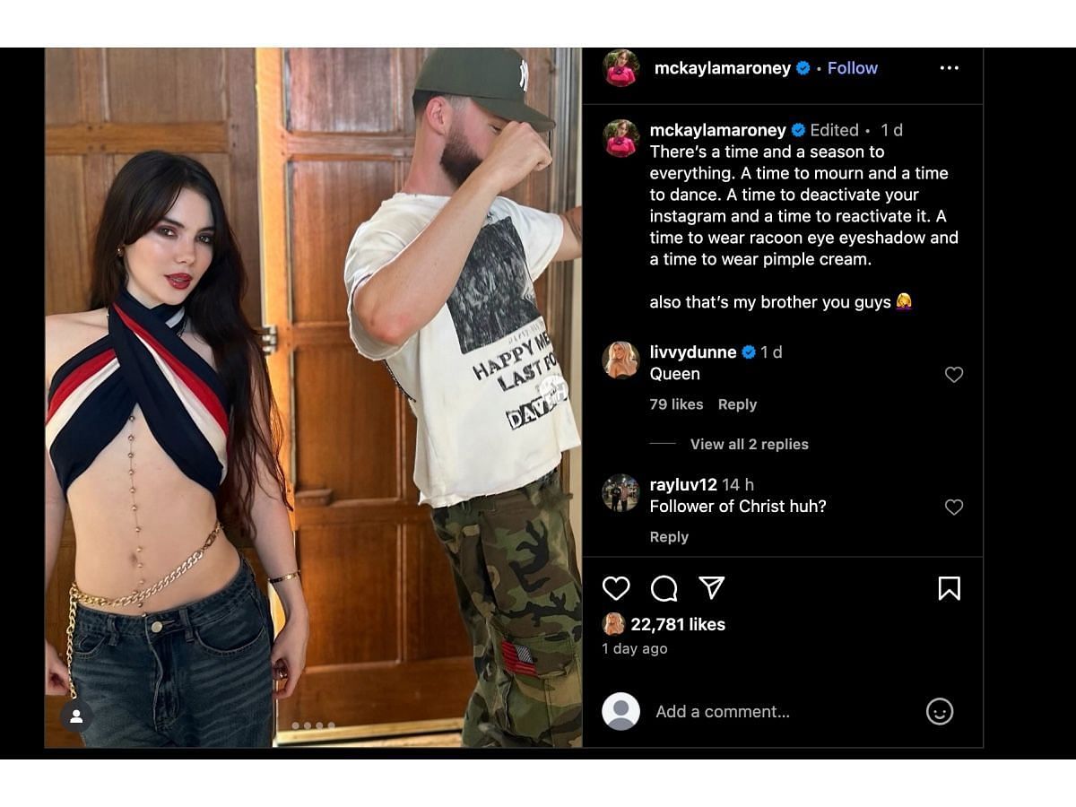 Dunne’s comment on Instagram